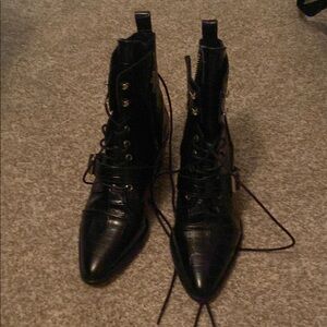 Black Lace-Up Ankle Boots